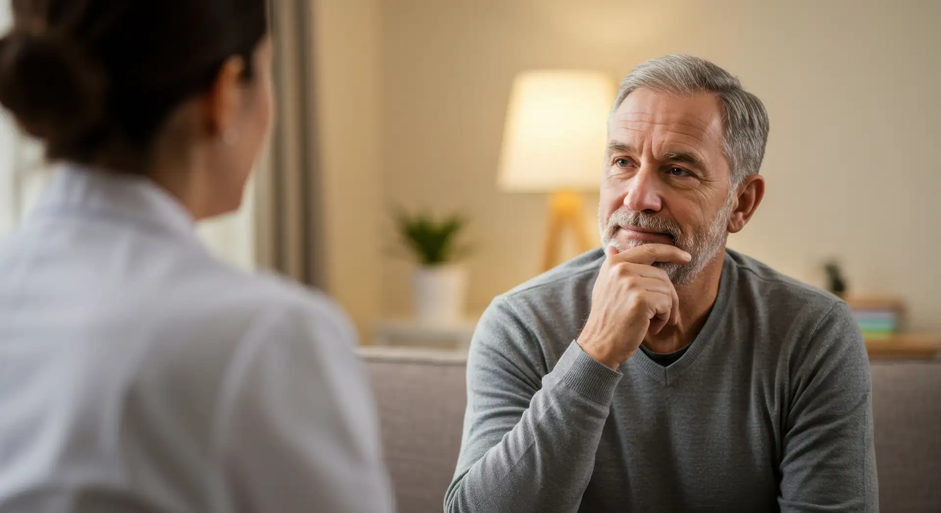 older man talking to a doctor