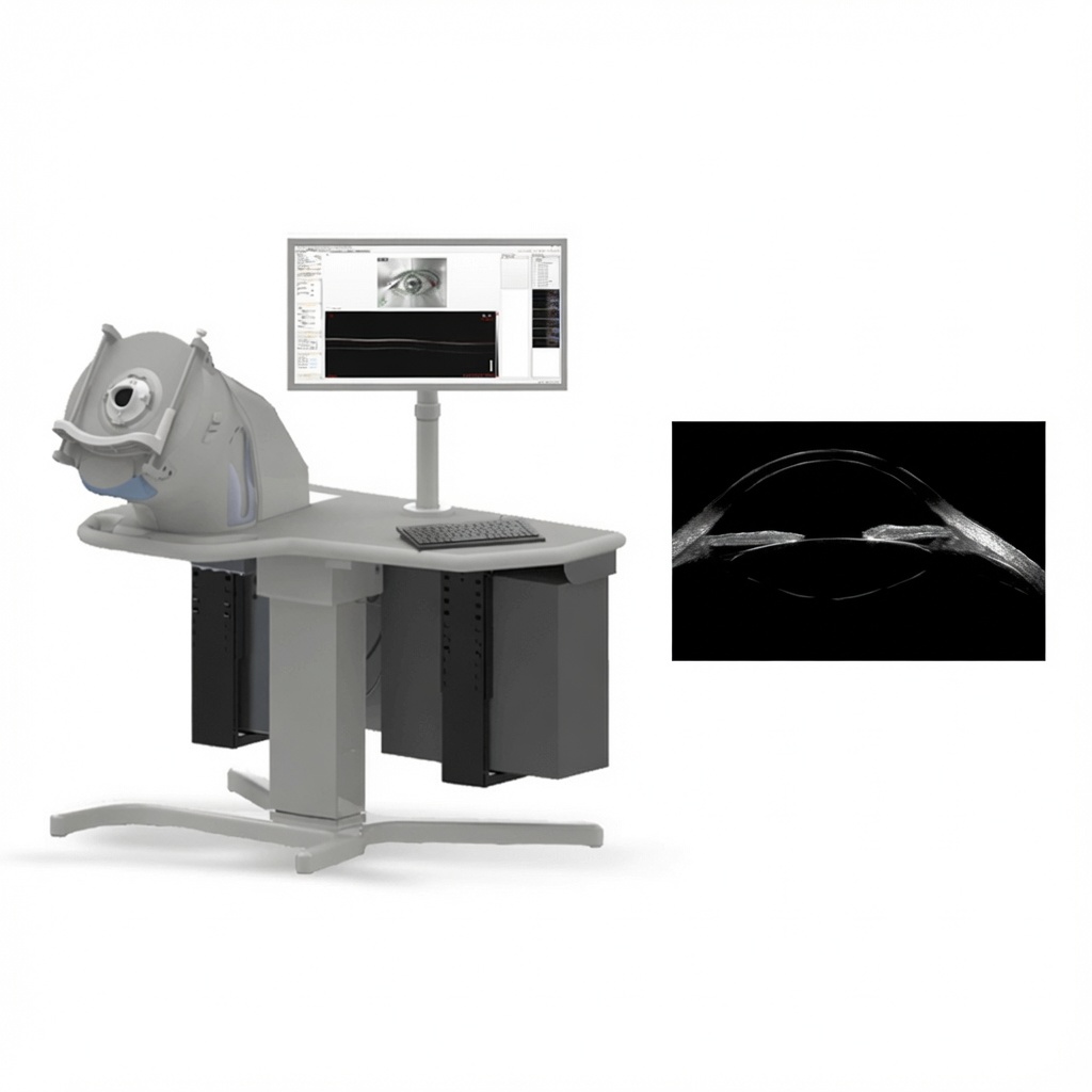 ArcScan Insight 100 very-high-frequency ultrasound scanner used for EVO ICL sizing at CCRS in Los Angeles